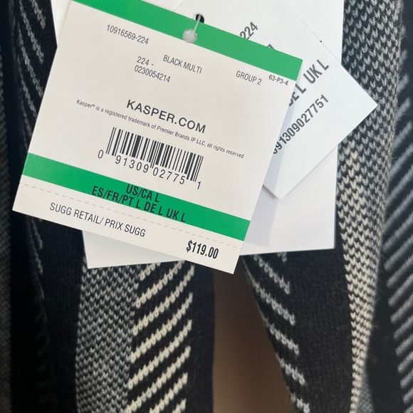 Kasper black and white striped knit cardigan - Picture 3 of 3